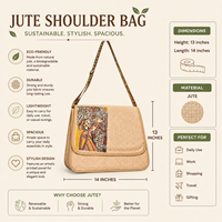 Tas Selempang Jute Buatan Tangan dengan Tutup Bermotif |   Tas Selempang Ramah Lingkungan untuk Wanita
