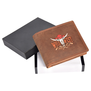 Cartera de Cuero para Hombre, Estilo Vintage, Tarjetero, Múltiples Ranuras, Bolsillo para Monedas con Cremallera, Ventana para Identificación, Organizador Compacto, Caja de Regalo - Product Image 1