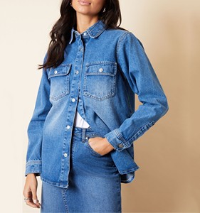 Wholesale Women Breathable Winter <b>Denim</b> <b>Jacket</b> Oversized Fashion Cotton Coat Custom Front Premium Quality OEM Factory Supplier - Product Image 4