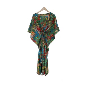 Handmade Indian Folk Art Woven Floral Cotton Kaftan <b>Dress</b> Boho Beach Cover-Up Women's Resort Wear <b>Loose</b> Fit Maxi Summer Vacation - Product Image 1