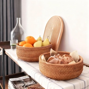 Natural Handwoven Rattan Eco-Friendly Vintage Multifunction <b>Storage</b> <b>Basket</b> Organizer for Kitchen - Product Image 2
