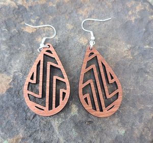 Pendientes de Madera al por Mayor con Diseño Láser, Estilo Popular, Joyería de Moda, Ecológicos, con Patrón Geométrico - Product Image 1