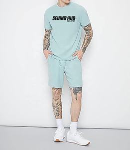 Haute qualité coton 360g lourd lavé plaine T-shirt hommes décontracté à manches courtes surdimensionné T-shirt ensemble court grande taille pour l'été - Product Image 2