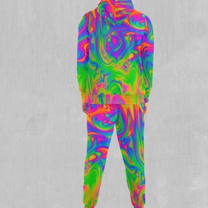 Ensemble de survêtement unisexe arc-en-ciel à capuche avec fermeture éclair, manches longues, vêtements de sport décontractés, respirant, en polyester, veste et pantalon assortis, adulte, printemps - Product Image 5