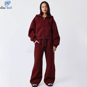 Conjunto Deportivo Informal Personalizado para Mujer, Sudadera con Capucha Holgada y Pantalones, Ropa Deportiva Cómoda para Calle y Gimnasio, 100% Algodón Transpirable - Product Image 1