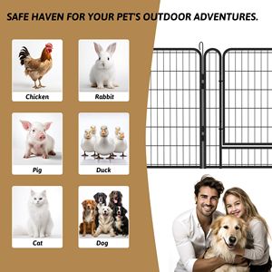 Recinto per cani in metallo a 16 pannelli resistente con porta, 100 cm di altezza, box solido per animali domestici per esterni, soggiorno, viaggi, cancelli per animali domestici - Product Image 4