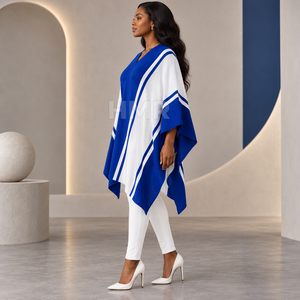 HMR Sorority Sisterhood Blue Yellow Spring Autumn Winter New Stylish Women Elegant Cardigan Poncho Cape Women Sweater - Product Image 3