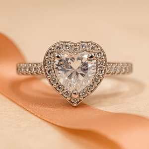 Zarkan 925 Hallmark Pure <b>Silver</b> Heart Cut Diamond Engagement <b>Ring</b> <b>Adjustable</b> - Product Image 1