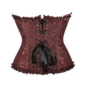 Steampunk Style Green Women Corset Set Brocade Girdle Vest Top High Quality Boned Women Core Set Front Steel Busk Lingerie Top - Product Image 3