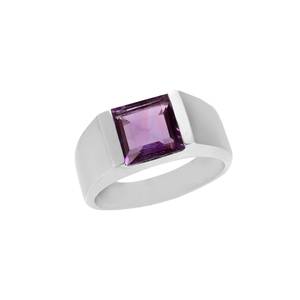 แหวนอเมทิสต์เงินแท้ 925 แหวนหมั้นทรงสี่เหลี่ยมพลอยสีม่วง แหวนตราประทับ อัญมณีประจำเดือนกุมภาพันธ์ ของขวัญเครื่องประดับ - Product Image 3