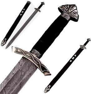 Épée traditionnelle artisanale en acier au carbone avec lame pleine longueur et poignée en métal ornée |   Réplique de fourreau médiéval de collection pour la maison - Product Image 1