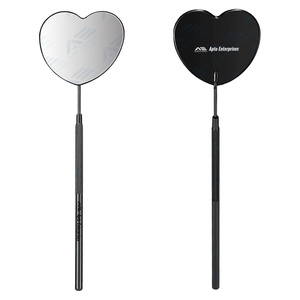 Encantador espejo de pestañas en forma de corazón para suministros de extensión de pestañas Espejo de pestañas de acero inoxidable desmontable de 2,2 pulgadas Color negro - Product Image 1