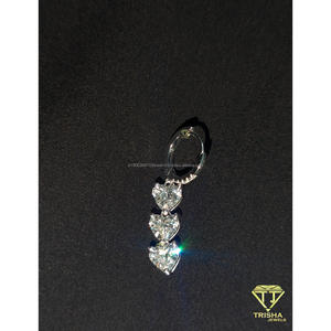 Moissanite Diamond Heart Jewelry Set Triple Heart Pendant Necklace with Matching Hoop <b>Earrings</b> for Women By Trisha Jewels - Product Image 3