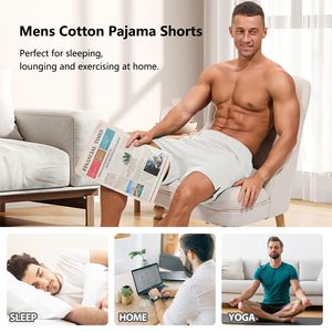 Shorts de pyjama personnalisés pour hommes, 4 pouces, en coton léger, avec poches, vente en gros OEM - Product Image 4