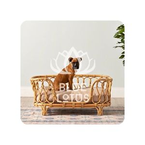 MEILLEUR PRIX Lit pour animaux de compagnie en rotin Blue Lotus 2025, fauteuil pour animaux de compagnie artisanal, élégant et durable pour un usage quotidien - Product Image 1