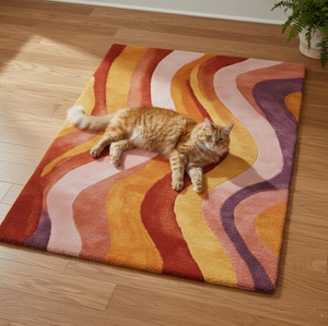 Tapis en laine fait main noué à la main, abstrait, multicolore, vibrant, écologique, antidérapant, style moderne, pour enfants, usage commercial, taille personnalisable - Product Image 3