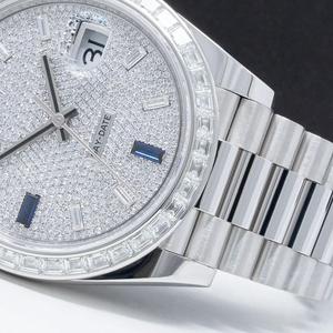 Reloj de Lujo Mecánico de Edición Limitada con Esfera de Platino con Incrustaciones de Diamantes y Bisel de Zafiro y Diamantes, Moderno, de Acero Inoxidable - Product Image 3