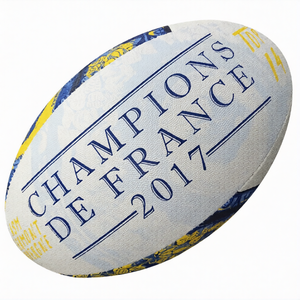 Ballon de rugby promotionnel en caoutchouc synthétique durable, entièrement personnalisable avec logo, idéal pour les événements d'entreprise et la promotion sportive - Product Image 1