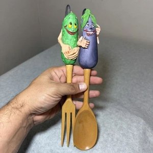 Natural wooden <b>salad</b> spoon fork set <b>salad</b> server utensils eco friendly wood kitchen serving set - Product Image 5