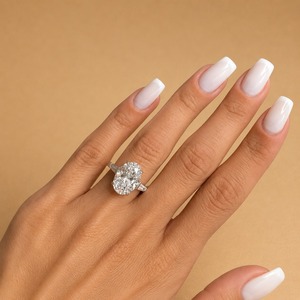 3 Carat IGI Certified Lab Grown Oval Diamond Engagement Ring 14K White Gold Tapered Baguette Solitaire Side Diamonds VVS2 - Product Image 4