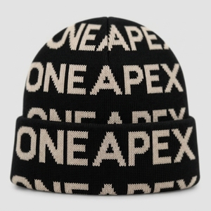 Bonnet unisexe noir et blanc avec lettres, casquette d'hiver streetwear, couvre-chef personnalisé, vente en gros, usine OEM, bonnet premium - Product Image 4