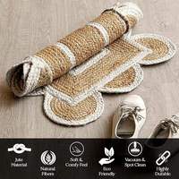 Wholesale Custom Reversible Modern Pet Friendly Scalloped Jute Braided Rugs Eco Flat Pile Handmade Carpets Home Travel Picnic