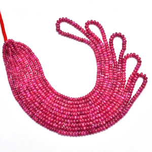 AAA Johnson Ruby 3mm-4mm Smooth Rondelle Loose Beads Natural <b>Pink</b> Ruby Precious Gemstone Loose Beads For Jewelry Making Supplies - Product Image 2