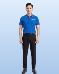 เสื้อโปโลสีน้ำเงินชุดนักศึกษามหาวิทยาลัยฮายุสำหรับผู้ชาย คุณภาพสูง ปักโลโก้อย่างหรูหรา - Product Image 1