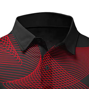 Polo para Hombre en Degradado Negro y Rojo, Manga Corta, Casual, Deportivo, Transpirable, Ligero, de Poliéster, para Golf y Tenis - Product Image 5