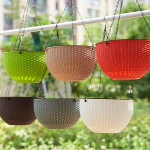 GT34 Pot suspendu en <span class=keywords><strong>résine</strong></span> épaissie résistant aux UV, style rotin tressé, pot mural pour plantes araignées et succulentes - Product Image 3