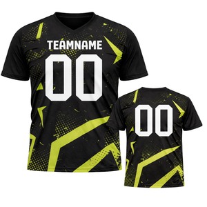 เสื้อฟุตบอลอเมริกันแบบซับลิเมชั่นสั่งทำพิเศษ คอวี ระบายอากาศได้ดี ผลิตจากโพลีเอสเตอร์ ชุดยูนิฟอร์มทีม รับผลิตแบบ OEM ขายส่งจำนวนมาก - Product Image 1