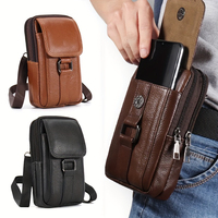Nouvelle sacoche de ceinture en cuir véritable avec fermeture éclair, pochette portable multifonctionnelle pour téléphone, idéale pour l'extérieur