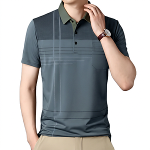 Polo de Manga Corta para Hombre, Estampado Verde, Tejido de Punto, Secado Rápido, Casual, con Diseño de Bolsillo - Product Image 2
