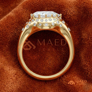 Luxury 14K Gold Marquise Shape Diamond <b>Statement</b> <b>Ring</b> with Round Cut Side Stones for Women - Product Image 3
