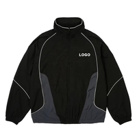 Blouson de survêtement pour homme en polyester épais, imperméable, coupe-vent, respirant, résistant aux acides, avec capuche et col montant zippé personnalisé