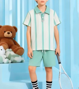 Baby Boys 2pcs Striped Polo Shirt & <b>Shorts</b> Set Summer Casual Breathable Cotton Outfit <b>Short</b> Sleeve Turn-down Collar - Product Image 3