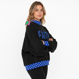 Sweat-shirt d'hiver noir pour femme Faith Solid, col montant oversize, manches longues, en coton tricoté, écologique, respirant, imprimé - Product Image 4