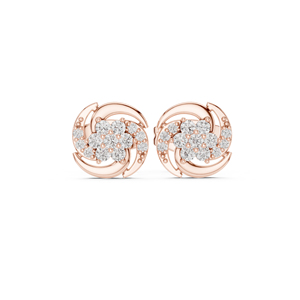 Pendientes de compromiso de oro rosa de 14 quilates con diamantes cultivados en laboratorio para mujer |   Diamante Cultivado Nuevo - Product Image 1