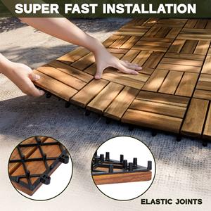 Dalles de terrasse en bois d'acacia durables, 12 lattes, conçues pour les sols extérieurs, offrant une performance durable pour les stations balnéaires et les hôtels - Product Image 5