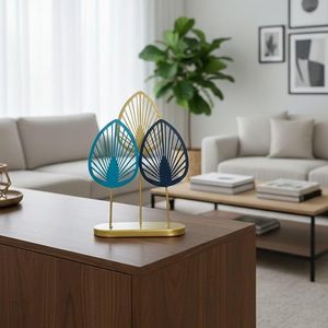 Decoración moderna de hojas metálicas en azul, dorado y azul marino para exhibir sobre la mesa - Product Image 4
