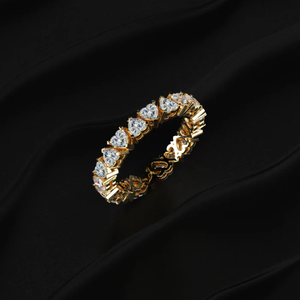Bague d'éternité en diamant CVD cultivé en laboratoire en forme de cœur, or jaune 10/14/18 carats, luxe, tendance, festive, pour femme, D-E VVS-VS - Product Image 2