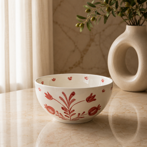 Tazón de Sopa Decorativo de Cerámica con Diseño Floral, Acabado Artesanal Pintado a Mano, Forma Redonda Profunda para una Cena Elegante Diaria - Product Image 1