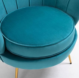 Premium Velvet Shell <b>Sofa</b> Chair with Upholstered Cushion and <b>Gold</b> Metal Frame Design - Product Image 3