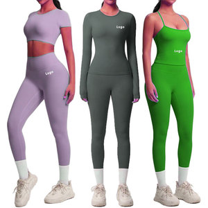 Solid Women's Yoga Set Breathable Anti-Bacterial Eco-Friendly Seamless Gym Wear Fitness Sportswear 7 Piece Set Elastic Front - Product Image 4