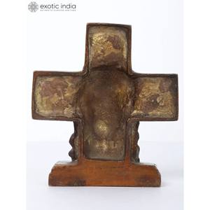 Ídolo de Jesús de latón hecho a mano de 4 pulgadas en Santa Cruz pequeña escultura para el hogar y regalos hecho en La India - Product Image 4