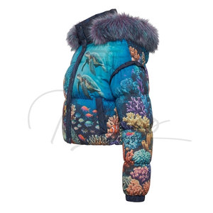 New Design Grey OEM Women's Short Puffer <b>Jacket</b> with Hood Full Zip Windproof <b>Waterproof</b> Quilted <b>Winter</b> <b>Jacket</b> 100% Polyester - Product Image 4