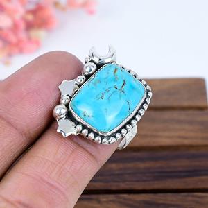 Handcrafted Turquoise Moon Star Ring Vintage Sterling Silver Heavenly Bohemian Jewelry Unique Birthday <b>Gift</b> - Product Image 4