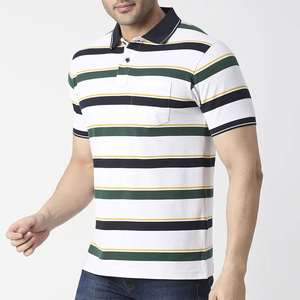 Polo de Manga Corta a Rayas para Hombre, Estilo Casual, Corte Regular, Blanco, Azul Marino, Verde, Amarillo, Diseño con Bolsillo - Product Image 2