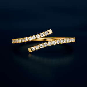 Minimalist <b>open</b> bypass Half eternity <b>ring</b> 18k Pure Gold Diamond With Natural Round Brilliant Diamonds Luxury <b>Rings</b> Everyday Wear - Product Image 1