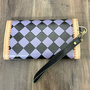 Cartera de Mano de Cuero con Diseño a Cuadros, Hecha a Mano, Personalizada OEM, de Alta Calidad, Organizador de Tarjetas y Dinero, Cartera Larga para Mujer - Product Image 5